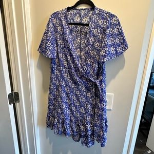 Blue Floral Wrap Dress